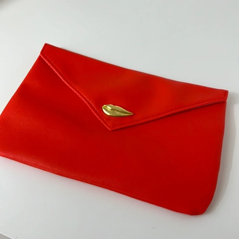 New Red Faux Leather Cosmetic Bag